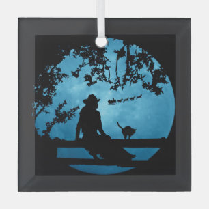 Country Western Weihnachtsmädchen und Weihnachtsma Ornament Aus Glas