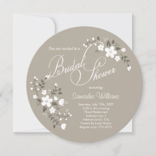 Country White Floral Brautparty Circle Einladung