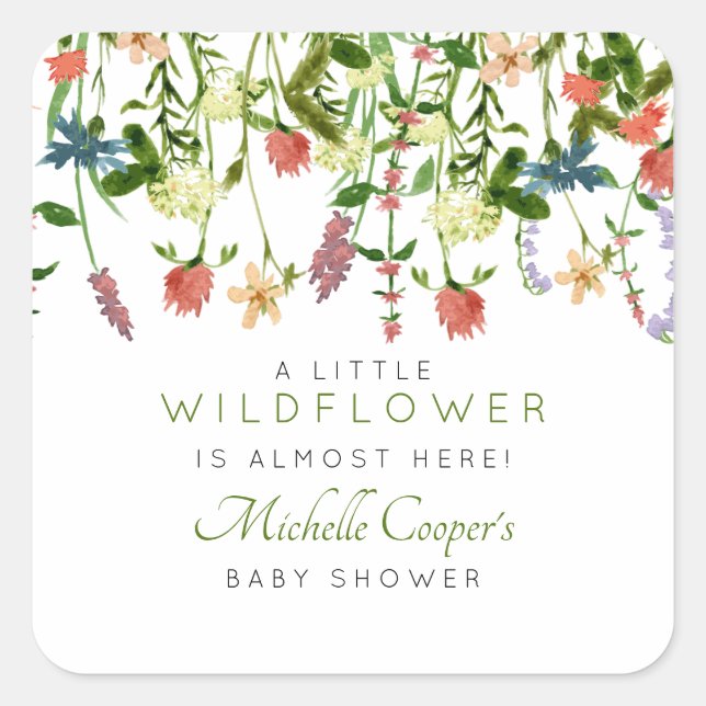 Country Wildblume Babydusche Square Aufkleber (Vorderseite)