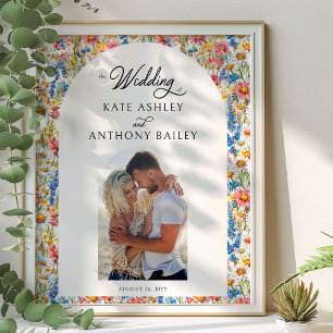 Country Wildblume Blumenhochzeit Foto Willkommen Poster