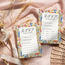 Country Wildblume Hochzeit farbenfrohe Blumenrahme RSVP Karte