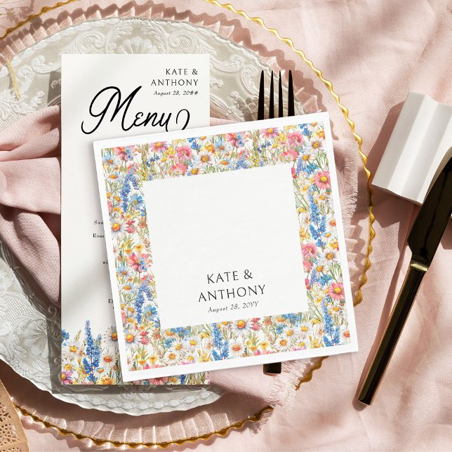 Country Wildblume Mehrfarbige Blumenhochzeit Serviette (Napkins from Country Wildflower Wedding Collection by Darling & May)