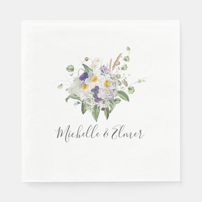 Country Wildblumen Greenery Posy Wedding Serviette (Vorderseite)