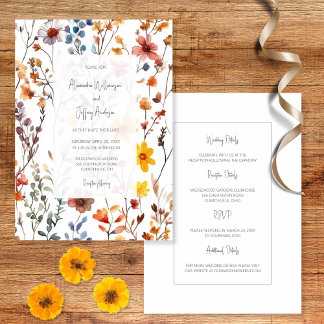 Country Wildflowers Wedding Invitation