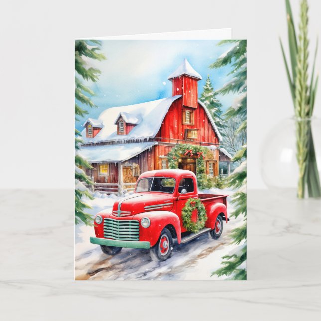 Country Winter Bauernhof Frohe Weihnachten (Vorderseite)