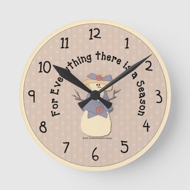 Country Winter Wall Clock Runde Wanduhr (Vorderseite)