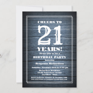 Country Wood 21. Geburtstag Party Einladung