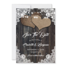 Country Wood Burlap Hearts Blumenlace Hochzeit