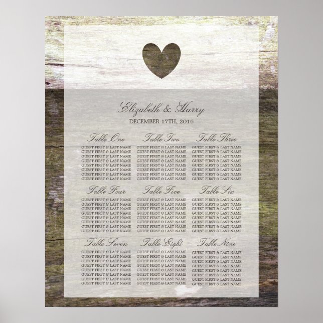 Country Wood Heart Seekarte Poster (Vorne)