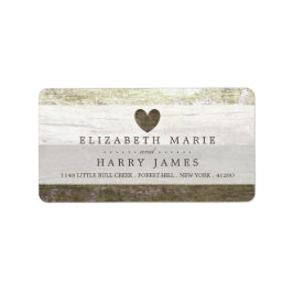 Country Wood Heart Wedding Adressaufkleber