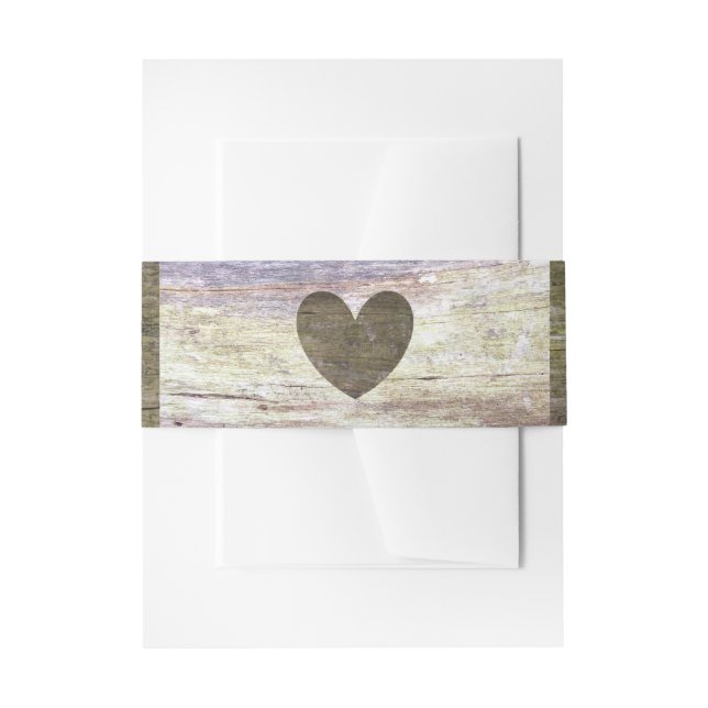 Country Wood Heart Wedding Einladungsbanderole (Vorderseite Beispiel)