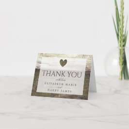Country Wood Heart Wedding Vielen Dank Dankeskarte