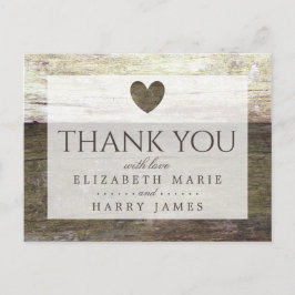 Country Wood Heart Wedding Vielen Dank Postkarte