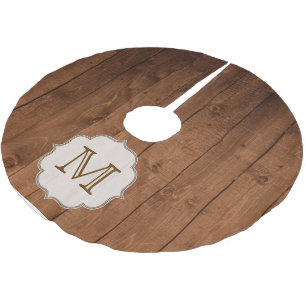 Country Wood Rustic Monogram Urbaum Skirt Polyester Weihnachtsbaumdecke