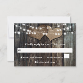 Country Wood String Lights Hochzeit RSVP Karte