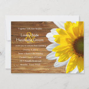 Country Wood Sunflower Invitation Mariage d'été