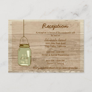 Country Wooden Rustikale Mason Jar Empfang Card Begleitkarte
