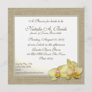 Country Yellow Orchid Brautparty Einladung