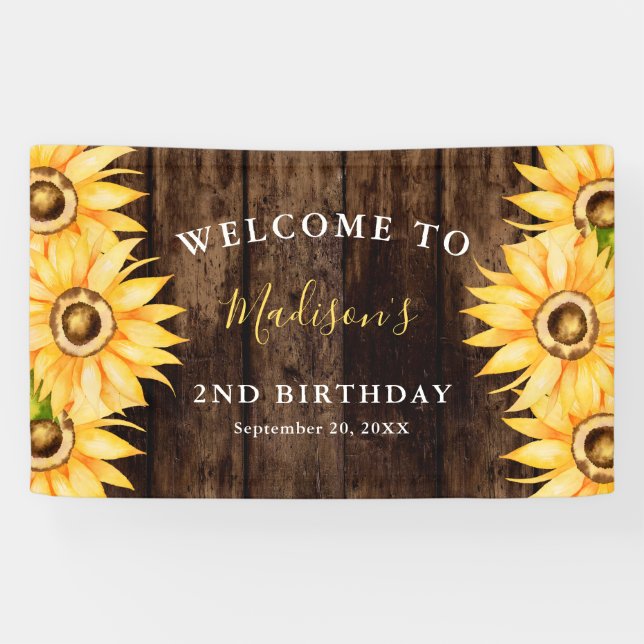 Country Yellow Sonnenblume Geburtstagsparty Begrüß Banner (Horizontal)