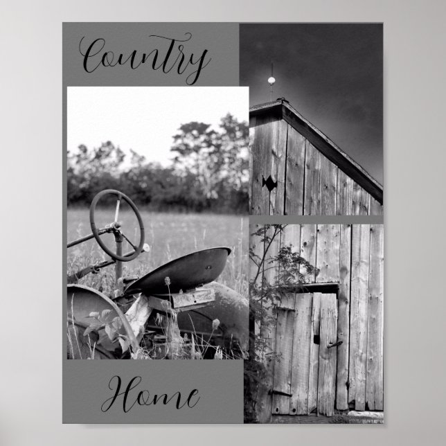 "Country Zuhause" Traktor Barn Collage Poster (Vorne)