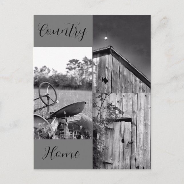"Country Zuhause" Traktor Barn Collage Postkarte (Vorderseite)