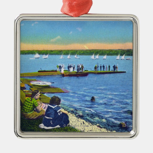 Countryklub-Ansicht von SegelbootRegatta # 2 Ornament Aus Metall (Vorne)