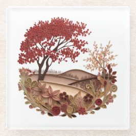Countryside in the Autumn Quilling effect design Glasuntersetzer