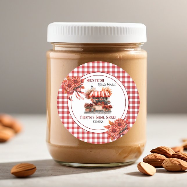 Countryside Picnic Gingham Brautparty Runder Aufkleber (Von Creator hochgeladen)