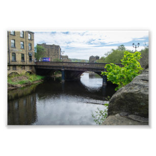 County Bridge und der River Calder, Sowerby Bridge Fotodruck