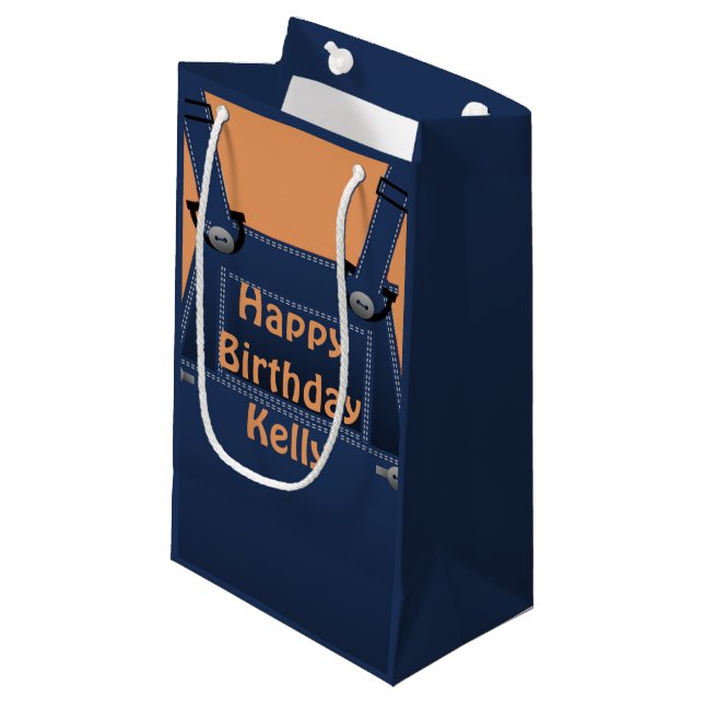 County Folk Overalls Custom Birthday MGB Kleine Geschenktüte (Vorderseite Schrägansicht)