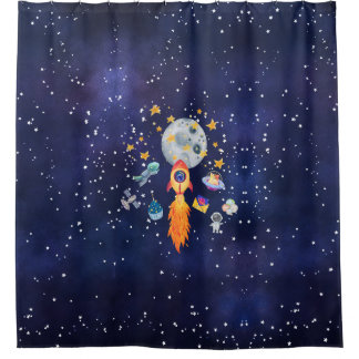 Coup De Feu Rocketship Space Kids Douche rideau