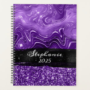 Coup de pinceau noir vernis royal violet marbré