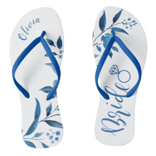 Coup de tongs de mariée floral bleu