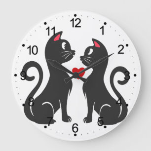 Coupat Cat fall Liebe - Wählen Sie die Hintergrun Große Wanduhr