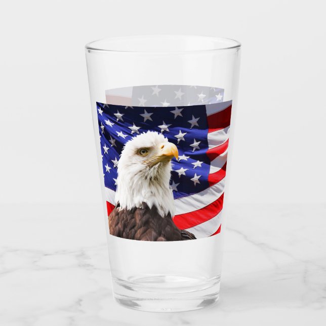 Coupe américaine de drapeau et d'aigle en verre (Devant)
