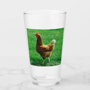 Coupe Brown de verre vert de poulet amusant