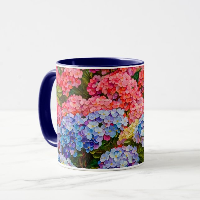 Coupe d'Art Mug Fleurs d'Hydrangée colorée (Devant gauche)