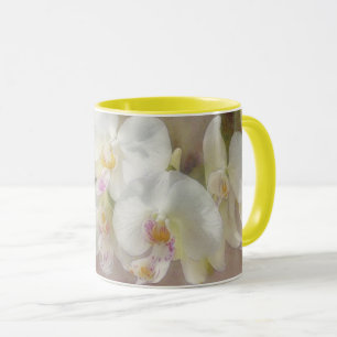 Coupe d'Art Mug Fleurs d'Orchidées Blanches