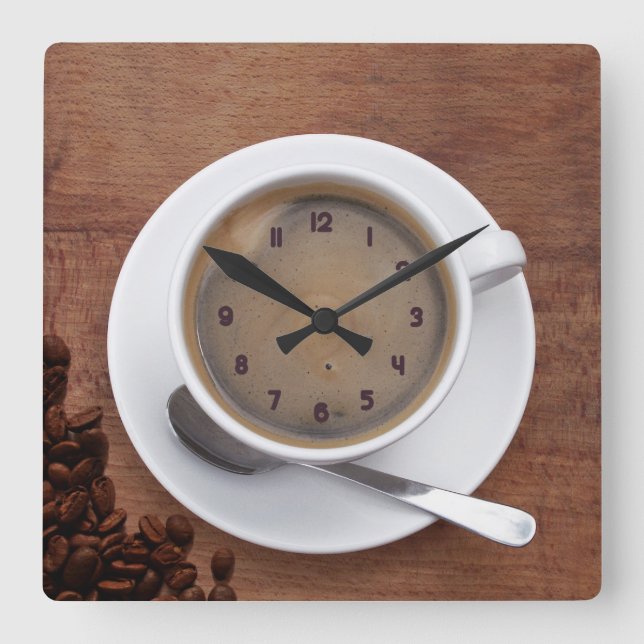 Coupe de café - horloge murale Carré (Recto)