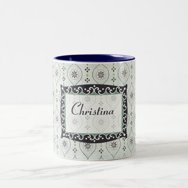 Coupe de café Mug 2 Motif de fleurs bleues (Centre)