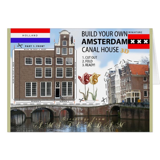 Coupe de Chambre de canal d'Amsterdam et carte (Devant horizontal)