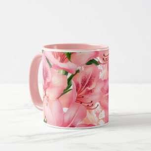 Coupe de Mug rose vintage de style Lily Flowers