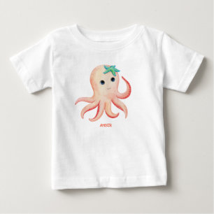 Coupe de poulpe Customisée Nom du bébé Top Tshirt