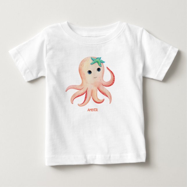 Coupe de poulpe Customisée Nom du bébé Top Tshirt (Devant)