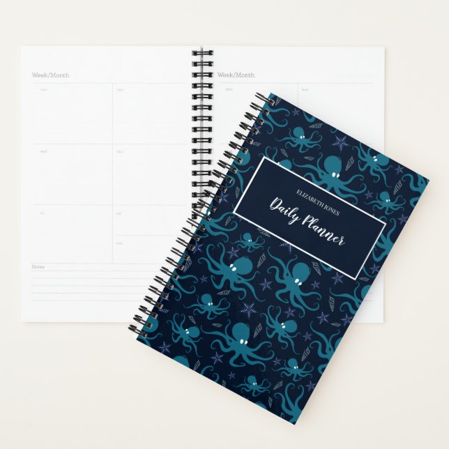 Coupe de texte personnalisée Octopus bleu (Devant avec enveloppe)