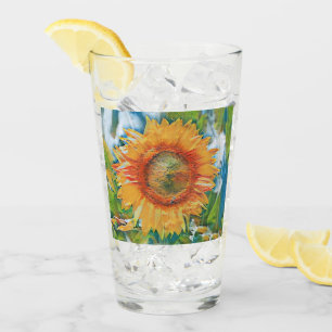 Coupe de verre de tournesol orange et jaune
