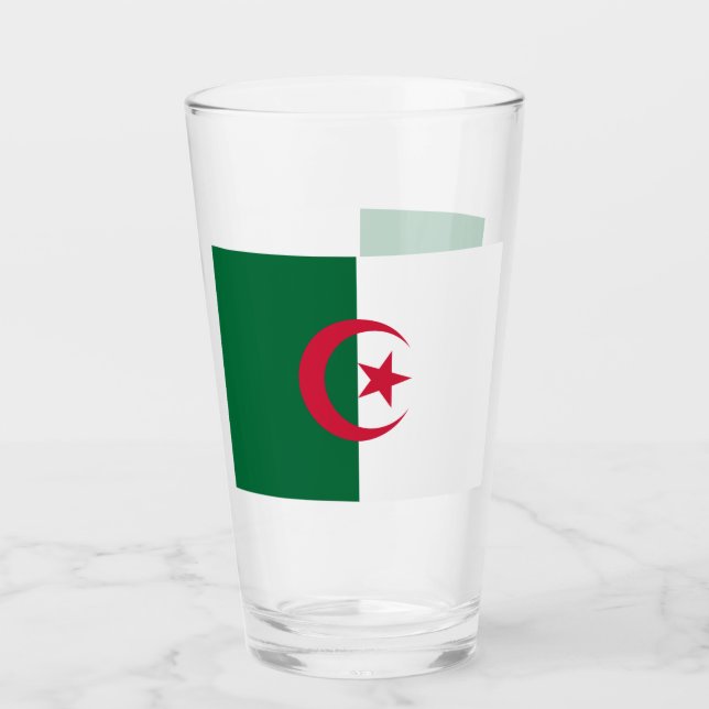 Coupe de verre patriotique avec drapeau d'Algérie (Devant)