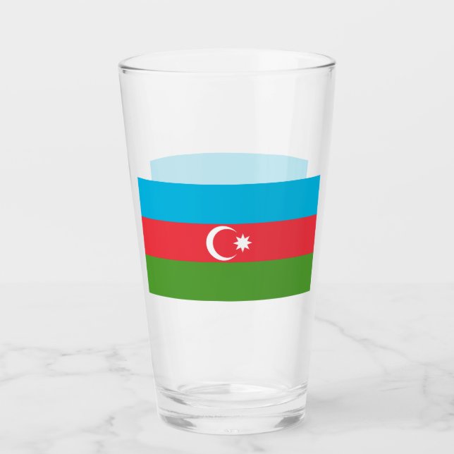 Coupe de verre patriotique avec drapeau d'Azerbaïd (Devant)