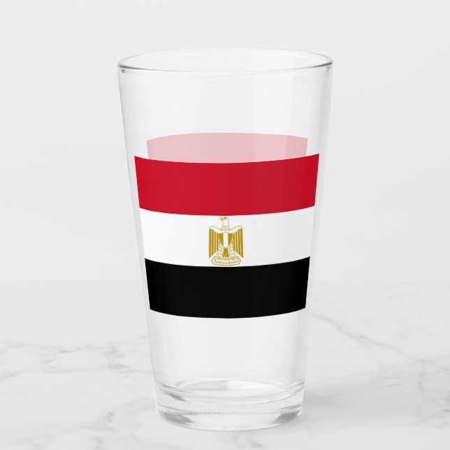 Coupe de verre patriotique avec drapeau d'Egypte (Devant)