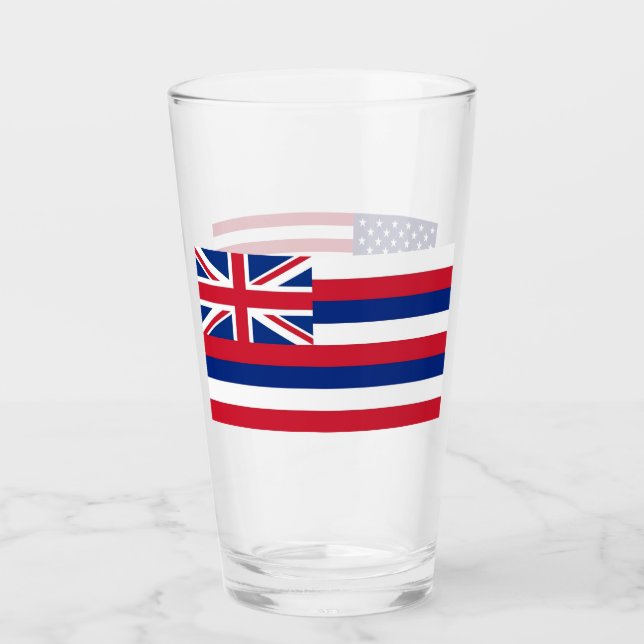 Coupe de verre patriotique avec drapeau d'Hawaï (Devant)